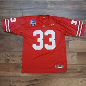Ohio State Buckeyes Jersey Mens Medium Red Nike #33 National Championship Patch